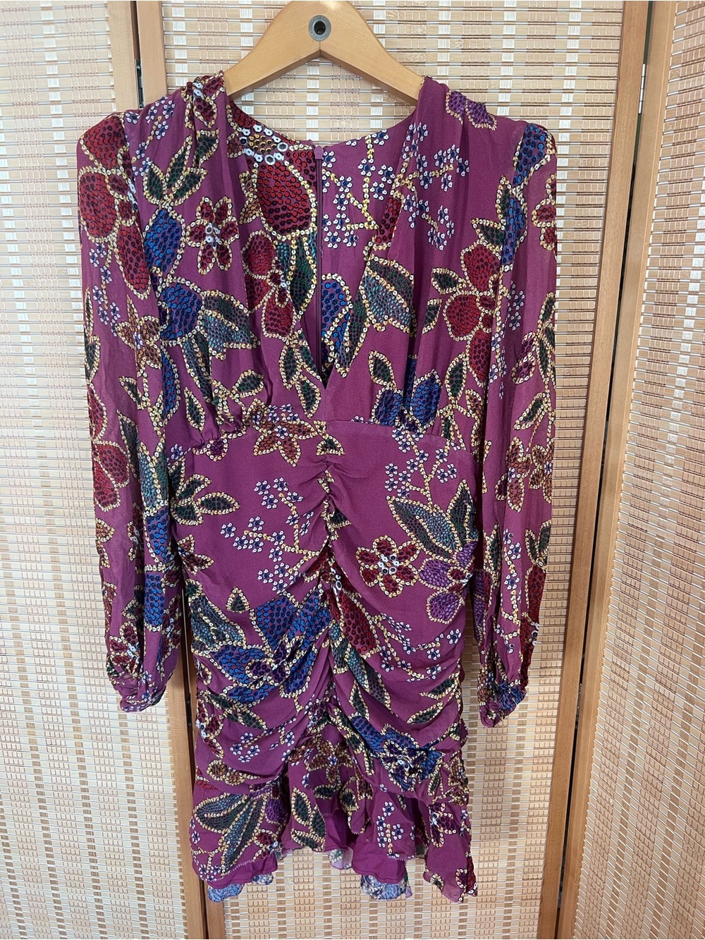 FARM Rio Purple Floral Sparkle Mini Dress M - Picture 3 of 9